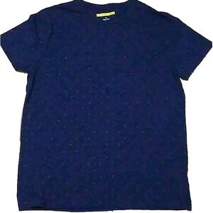 Prince & Fox T-Shirt Mens Large Blue Micro Print Short Sleeve Crewneck Tee